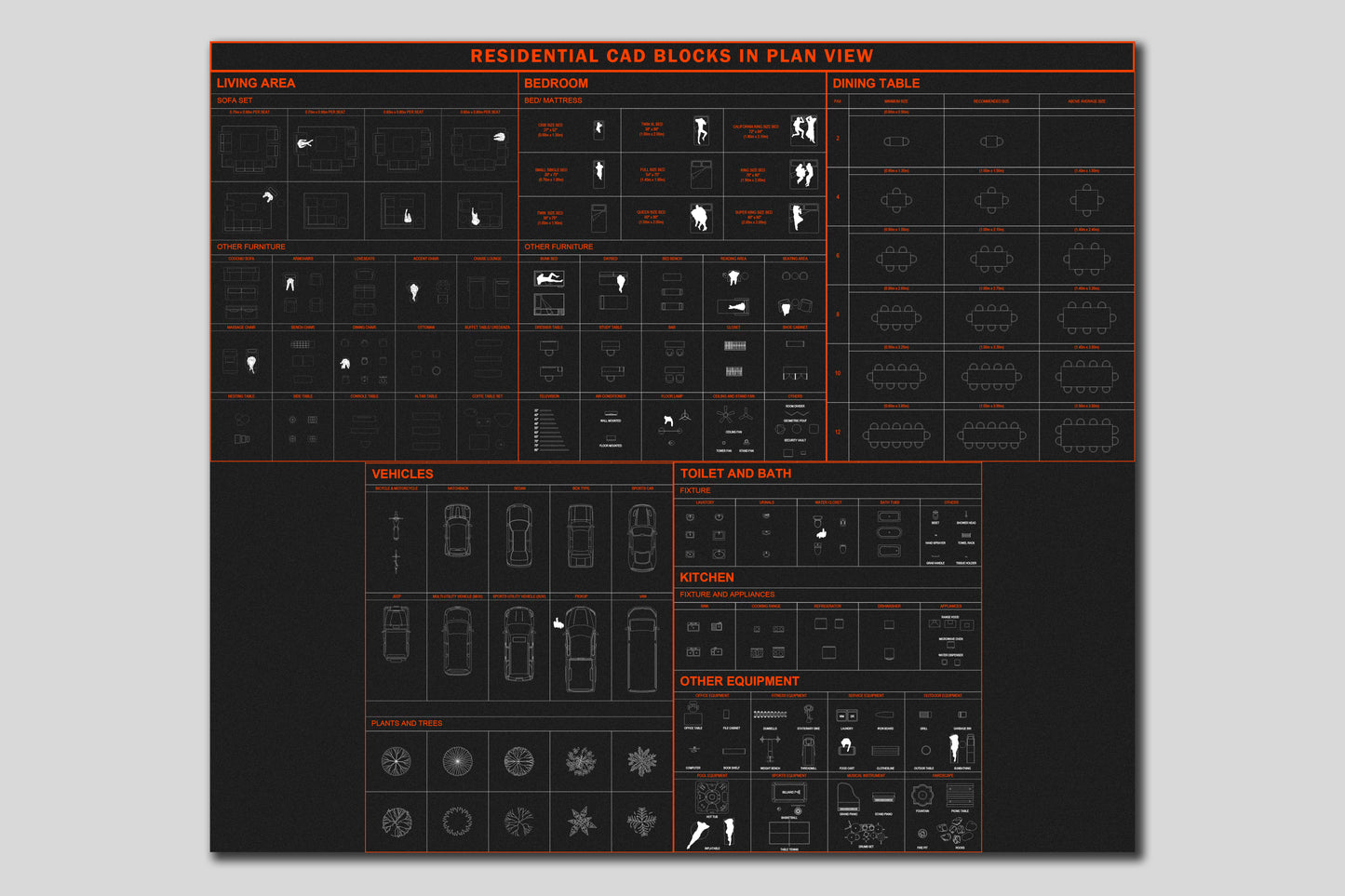 Residential AutoCAD Static Blocks in Plan View