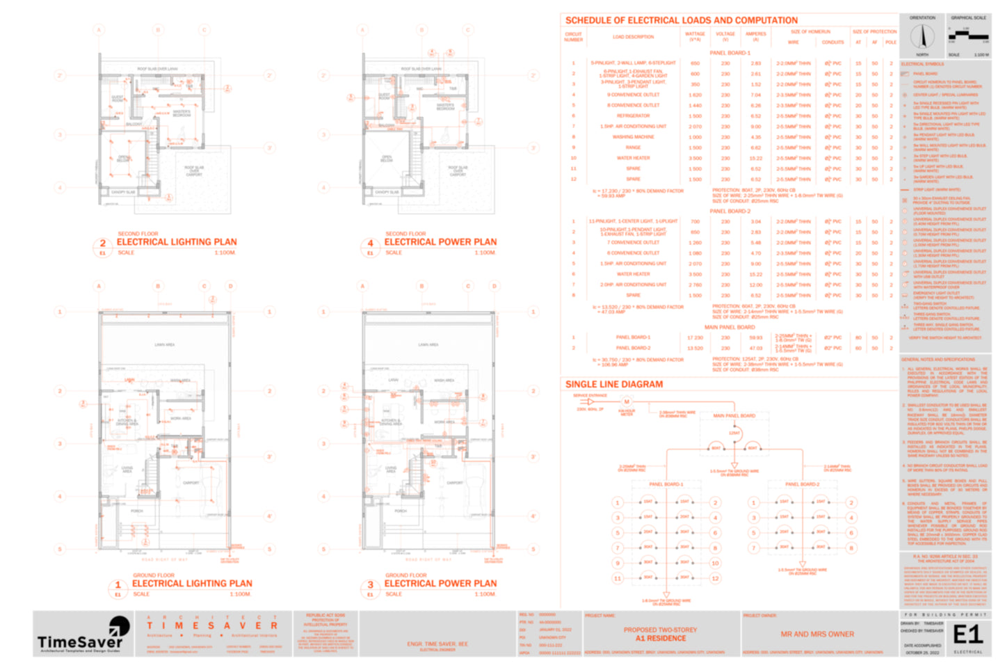 B1 Residence Electrical Drawings