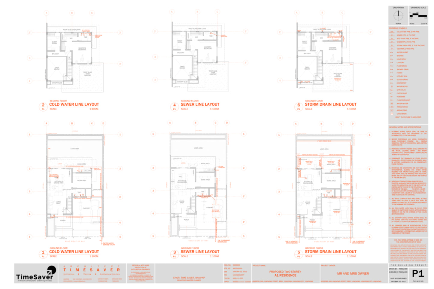 B1 Residence Plumbing Drawings